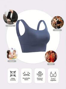 Áo tank top yoga, áo bra thể thao thoáng khí với chức năng giảm sốc và định hình, tạo đường cong lưng đẹp, phù hợp cho các bài tập thể dục mùa xuân. - Màu xanh lam - Xem 6