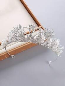 1 chiếc vương miện thiên nga Meiha Bridal Accessories, vương miện hình bán nguyệt đính đá hình con công cho váy cưới, vương miện sinh nhật ngọt ngào, vương miện giọt nước lớn siêu lấp lánh. - trắng - Xem 2