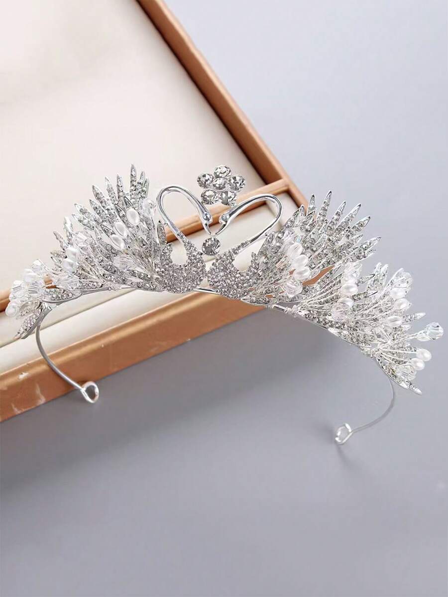 1 chiếc vương miện thiên nga Meiha Bridal Accessories, vương miện hình bán nguyệt đính đá hình con công cho váy cưới, vương miện sinh nhật ngọt ngào, vương miện giọt nước lớn siêu lấp lánh.