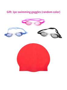 2026 Bestselling Silicone Swimming Cap With Goggles, Adult Solid Color Silicone Swim Cap, Waterproof Anti-Slip Comfortable Elastic, Suitable For Short & Long Hair, Applicable For Indoor/Outdoor Pool And Beach Swimming - Solid Color - View 13