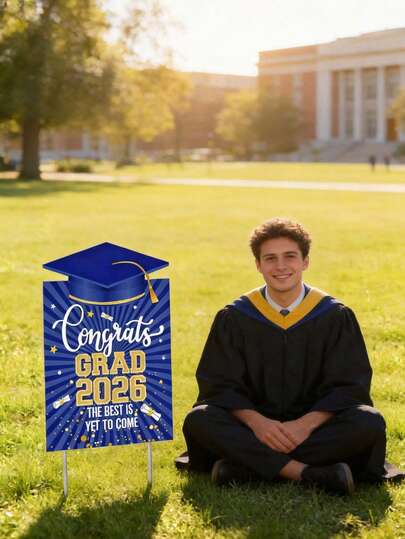 “祝贺毕业生”花园标牌，多种配色可选；“2026届”祝贺花园标牌；毕业花园标牌；是2026届毕业生装饰、家居花园装饰、毕业派对装饰和主题派对装饰的理想之选。