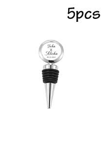 1/2pcs Personalized Text Wedding Wine Stopper, Metal Silicone Wine Bottle Stopper, Custom Photo And Date, Engraved Wedding Favors For Anniversary Birthday Graduation Housewarming Keepsake - Style a - View 10
