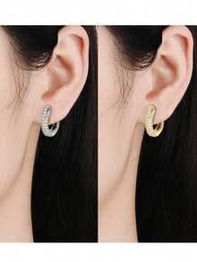 XUJIA 1Pair 925 Sterling Silver Moissanite Hoop Earrings For Women D Color VVS1 Micro Pave 1.2mm Moissanite Earrings Anniversary Jewelry Birthday Gifts - EMO-175 - View 6