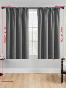 1pc Solid Color Polyester Curtains, Modern And Simple, Darkening And Light Blocking, For Bedroom, Living Room And Balcony, Sunscreen, Heat Insulation, Uv Protection, Suitable For Rod - Dark Grey - View 30