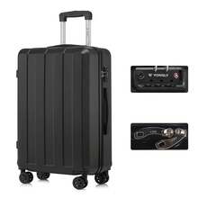 YONSLY Suitcase 20/24/28 Inch With YKK Zipper, TSA Lock, 4 Quiet Wheels, 360° Mesh Compartment, Hard Shell Suitcase, Large Trolley Suitcase, Carry-On Luggage For Holidays, Short Trips And Business Trips - 黑色 - 查看 10