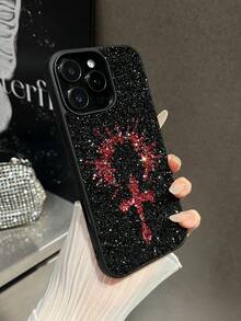 1pc Red Skin-Feel Sunblade Rhinestone Anti-Drop 2-In-1 Phone Case Suitable For IPhone 15 Pro Max/17 Pro Max/17 Ari/S25 Ultra - Red - View 6