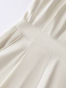 Elegant Casual Business Daily Commute Minimalist French Style Loose Wide Leg Jumpsuit, Chic Women's Jumpsuit - Apricot - View 8