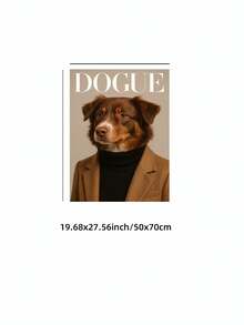 1幅无框时尚绅士狗狗肖像艺术印刷品，时尚犬类插画，可爱小狗墙饰，适合爱狗人士，客厅、卧室、宿舍装饰，趣味海报，墙面印刷品，复古装饰，大学宿舍必备，返校季最佳礼物之选 - 時尚狗 - 查看 13