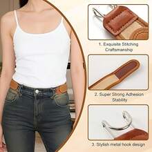 Elastic Waistband - Adjustable Invisible Metal Hook Belt, Unisex For Daily Wear/Occasions, Hidden Buckle Design - Lazy Belt 1pcs - View 3
