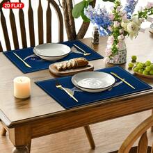 4pcs 2D Flat Fish Pattern Embroidery Style Placemats, Blue Linen Table Mats, Modern Art, Suitable For Kitchen Table Decor, Holiday Decor, Daily Use, Parties, Birthdays, Weddings, Dinner Parties, For Kitchen, Cafe, Restaurant, And Home Decor, 2D Flat - 12x18inch - View 8