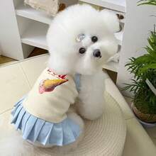 可爱卡通猫狗连衣裙，小宠物裙 - 淺藍色 - 查看 4