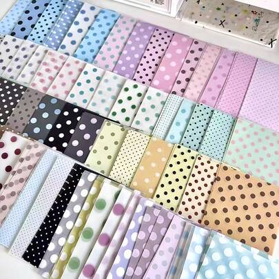 64 pezzi di note adesive semi-trasparenti a pois e cerchi colorati su pagine interne per progetti fai-da-te di album, diario di viaggio e contabilità manuale