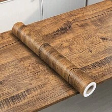 Giấy dán tường PVC vân gỗ giả dày, kích thước 45cm x 100cm/300cm/500cm mỗi cuộn, độ che phủ cao, chống thấm nước, chống ẩm, chống mài mòn, chống phai màu, thích hợp cho phòng khách, phòng ngủ, tiền sảnh, ban công, tường thô. - Vân gỗ màu nâu - Xem 7