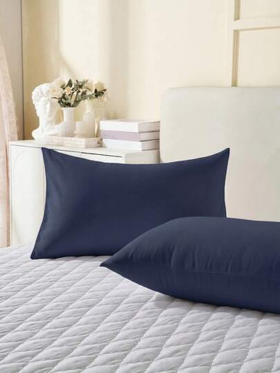 1 of 2 zachte kussenslopen, verkrijgbaar in verschillende maten, met envelopsluiting, kreukvrij, kleurvast en vlekbestendig, marineblauw, geschikt voor slaapkamer, bank, woonkamer en andere woonaccessoires. Kusseninzet niet inbegrepen.