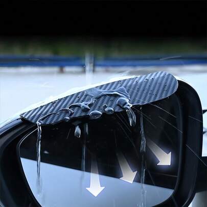 2/4pcs Carbon Fiber Texture Rearview Mirror Rain Guards, Universal Upgrade Accessories, Thickened Rearview Mirror Eyebrows, Carbon Fiber Premium Quality, Rain, Snow And Splash Proof, Clearer Vision For Safer Driving!