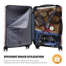 YONSLY Koffer Set 2-teilig 24/28 Zoll mit TSA Zollschloss YKK Reißverschluss 4 Leise 360°-Rollen Doppelt Verwendbarer Reißverschluss Netztasche Hartschalenkoffer für Urlaub Familienausflüge und Pärchenreisen - Roségold - Übersicht 8