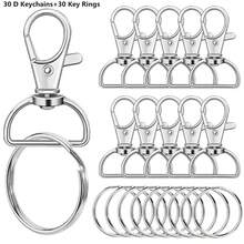 5/10/20/30/45/60pcs D-Shape Swivel Hooks Keychain Clips With Keyring, Hardware For Keychain, Lanyard, Wallet DIY Crafts - Keychain With Ring - View 15