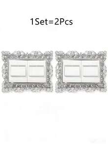 1pc Silver-Plated Rhinestone Switch Sticker - Dust-Proof Plastic Decorative Light Switch, Suitable For Home/Office (Bedroom, Kitchen, Living Room) As Well As Christmas And Mother's Day Decoration, Can Be Used For Room, Home And Wall Decoration - Silver a - View 13