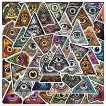 50pcs Eye Of God Stickers Vinyl Stickers, For Scrapbook, Journaling, Laptop, Skateboard, Bottles, Computer, Phone, Cartoon, Hard Hat, Car Stickers And Decals Scrapbook Supplies Scrapbooking - PMS174 - View 1