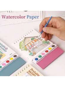 20 Pages/Book Watercolor Paper Watercolor Painting Set, Complete Creative Art Set, Watercolor Art Activity, Creative Leisure Activity, Watercolor Illustration, Excellent Artwork, Watercolor Painting Supplies - Multicolor - View 3