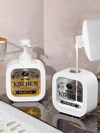 Reusable Pump Bottle, Compact Kitchen/Bathroom Decor, Suitable For Dish Soap, Hand Wash, Lotion - Durable Plastic, Bathroom Accessory, Interesting Design, Easy Pump, Mother's Day Gift, Home Decor, Kitchen Essential