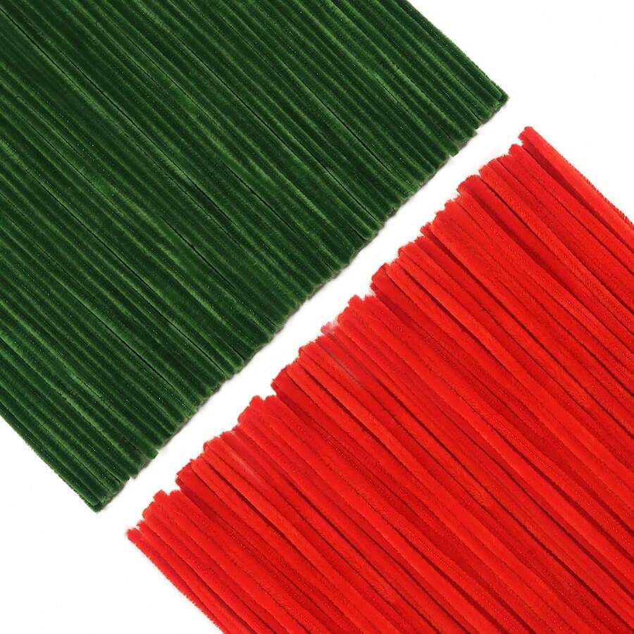 200pcs Pipe Cleaners Red And Moss Green Chenille Stems For Crafts 6mm X 12 Inch Fuzzy Sticks Craft Supplies Thick Fuzzy Wire For Arts & Crafts, Classroom Project, Festive Decoration Christmas DIY Art Craft Projects Home Decorations - Multicolor - View 1