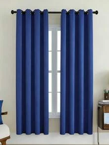 1 Panel Solid Color Curtain Fabric. The Curtain Can Block Sunlight And UV Rays, Insulate Against Summer Heat And Winter Cold, Balance Room Temperature, And Reduce Energy Costs. It Can Also Reduce External Noise And Protect Your Privacy, Creating A Good Working And Sleeping Environment. Each Curtain Has 6-8 Silver Metal Grommets At The Top. Easy To Match With Standard Curtain Rods. Simple To Hang And Slide Smoothly. Suitable For Office, Bedroom, Living Room. - Royal Blue - View 12
