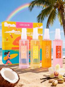 Bộ xịt thơm chủ đề bãi biển này tỏa ra hương thơm tươi mát, tinh tế và lâu dài. Sản phẩm xịt thơm phòng trong nhà tự nhiên và sảng khoái này mang đến hương thơm hoa quả, cam quýt và gỗ thanh lịch. Thích hợp cho không gian trong nhà, ngoài trời, tiệc tùng, tụ họp, kỳ nghỉ, nhà cửa và văn phòng, đây là món quà lý tưởng dành cho gia đình và bạn bè. - Chai lớn 100ml - Xem 1