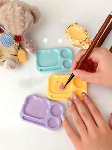 1pc Portable Cartoon Bear Shaped Nail Polish Palette, With Multiple Compartments For Mixing Gel Paints. Ideal For Nail Artists. Suitable For Mother's Day, Easter, And 2026 World Cup - Multicolor - View 1