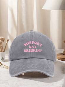 1顶男女通用经典水洗“Support Day”印花棒球帽，可调节设计，轻便舒适，适合徒步、登山、旅行、防晒和户外运动。四季皆宜的中性休闲街头风棒球帽。 - 多色 - 查看 7