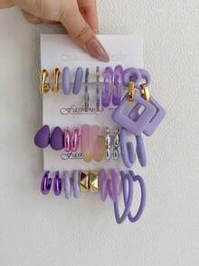 Set de 1-10 pares de aretes de moda exagerados con diseños aleatorios de corazón, letra, moneda vintage y geométricos, caja ciega, adecuado para mujeres, graduación, cumpleaños, fiesta, Ramadán, Día de la Madre, San Valentín, Navidad, Año Nuevo, uso diario - Multicolor - Ver 3