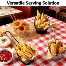 Bộ 4 rổ chiên vuông mini, chất liệu thép không gỉ, có tay cầm, thích hợp để chiên khoai tây chiên, khoai tây lát, cũng có thể dùng làm giá đựng thức ăn trên bàn hoặc dụng cụ nấu nướng trong nhà bếp. - A - Xem 6