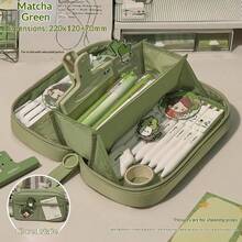 2026 New Japanese Ins High-Quality Minimalist Green Transparent Pencil Case, Large Capacity, Student Stationery Storage Bag, Practical Back To School Gift - Volcano Large Capacity Pencil Case - View 14