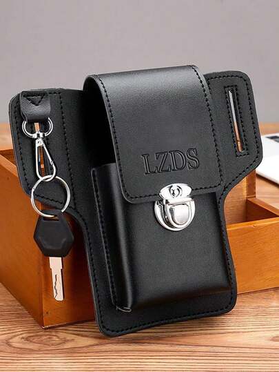 New Men's Dual Phone Waist Bag For Running, Construction Site Work, Mobile Phone Leather Case, Key Hanging, Special Waist Bag