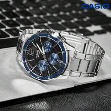 Casio 卡西欧 MTP-1374D-2A 男士计时腕表 蓝色表盘 不锈钢表带 50米防水 石英腕表 - 均碼 - 查看 4