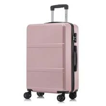 YONSLY Hard Shell Suitcase 16/20/24/28 Inches With 4 Wheels 360° Combination Lock Soft Rubber Handle Mesh Pocket Lightweight Suitcase For School - 玫瑰金 - 查看 9