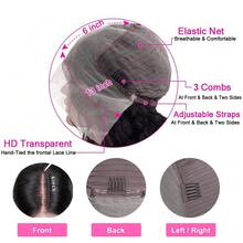Uveous Bob Wig Human Hair 100% 13x6 HD Transparent Lace Frontal Wigs Brazilian 13x4 Transparent Lace Front Wigs For Women Natural Short Bob Wigs - Natural Black - 查看 7