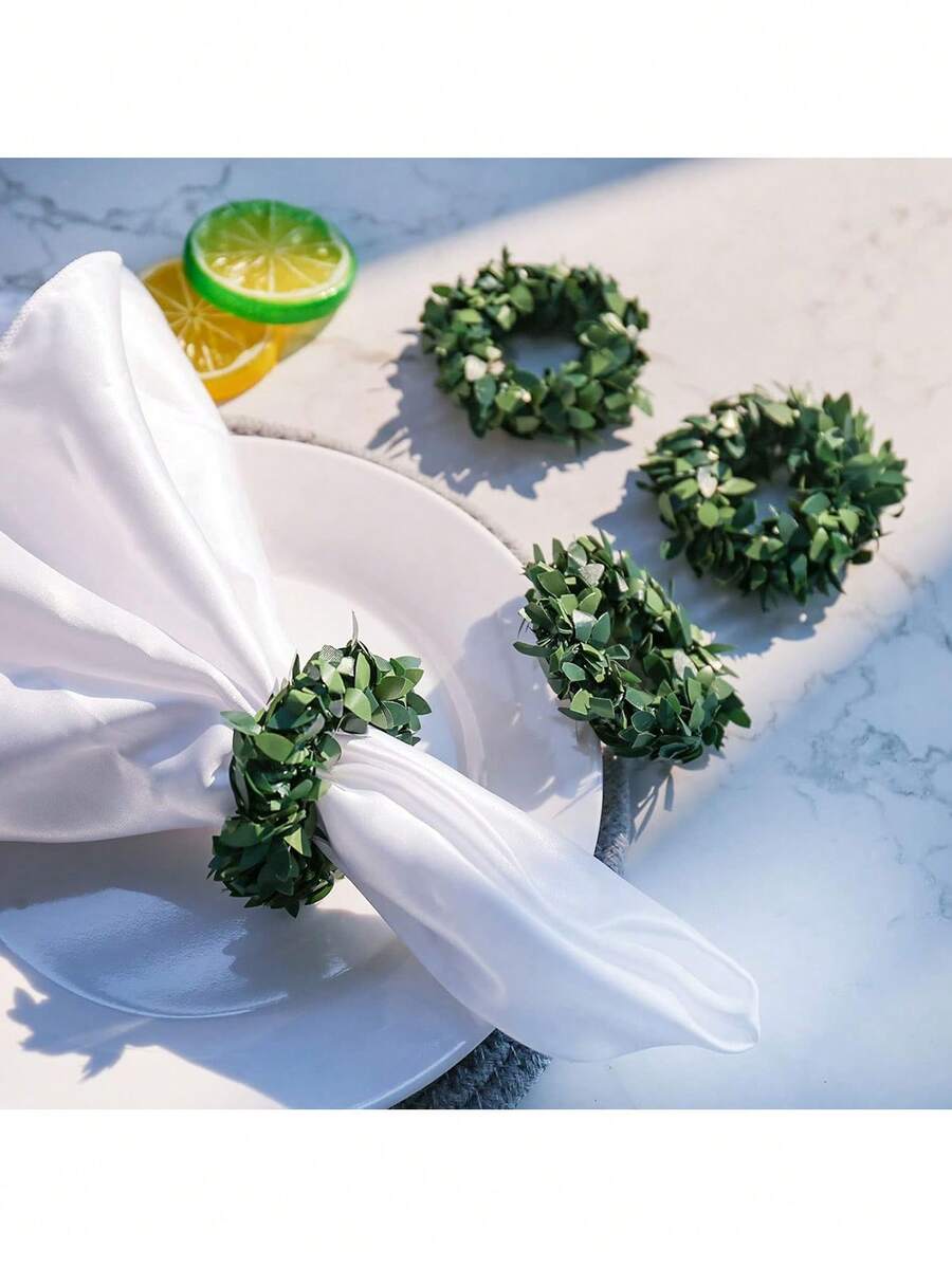 20 piezas Juego de anillos para servilletas con corona de hojas hechas a mano - Anillos para servilletas con estilo rústico de hojas para uso diario, decoración de mesa de fiesta, acentos de mesa de cena formal de primavera/verano y decoración de mesa de boda - Múltiples estilos - Ver 1