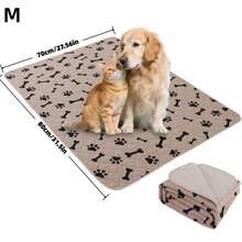 1pc Beige Pet Sleeping Mat With Dog Paw & Bone Print, 3-Layer Structure, Waterproof PVC Material, Highly Absorbent & Anti-Slip, Washable & Reusable - Beige - View 13