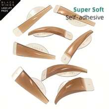 4对硅胶睫毛夹垫，1瓶睫毛卷翘液，1套睫毛卷翘烫睫毛工具，包含硅胶睫毛夹、Y型梳和可重复使用的睫毛夹垫，美妆工具 - 彩色 - 查看 8