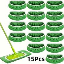 Almohadillas de microfibra reutilizables para trapeador giratorio - Paños de trapeador secos y húmedos para limpieza del hogar - Almohadillas húmedas lavables para pisos de trapeador - Paquete de 15 - verde - Ver 6
