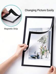 1/3/6pcs Modern Magnetic Wall-Mounted Photo Frames - Self-Adhesive Portable Plastic Frames To Display Photos And Documents, Vertical, Matte Black/White Surface, Document Clips | Minimalist Decor | Self-Adhesive Photo Frames, Magnetic Frames - A - View 6