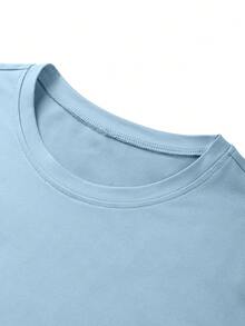 Men's Casual Versatile Daily Commute Simple Printed Short Sleeve T-Shirt, Spring/Summer - Baby Blue - View 5