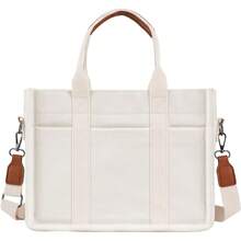 Sac fourre-tout en canevas pour femmes avec fermeture éclair et compartiments séparés - idéal pour le travail, l'université, les enseignants et les infirmières - Noir - Voir 12