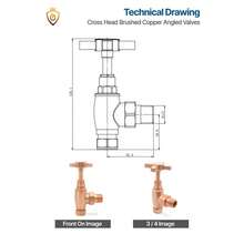 Traditional Radiator Towel Rail Valves Angled Brushed Copper Designer (Pair) - one-size - View 5