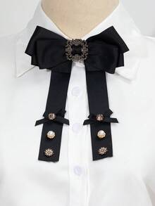 1pc Elegant Floral Bow Design Handmade Fabric Brooch With Shiny Metal Accessories, Women's Brooch/Corsage, Jewelry Gift, Suitable For Daily Wear, Bag Decoration, Lapel Pin - classic - View 4
