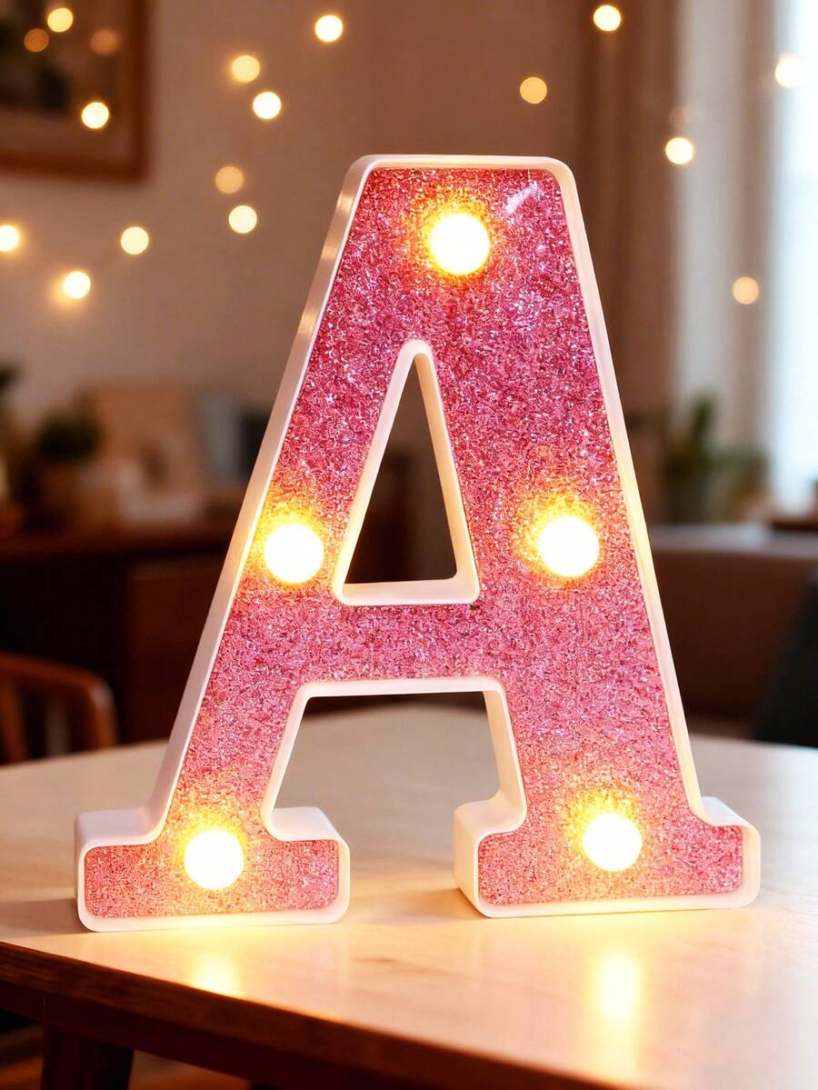 1个16厘米/6.3英寸玫瑰金LED发光字母灯，电池供电，闪烁字母灯，适用于婚礼、求婚、生日派对、周年纪念、节日装饰、桌面装饰、字母照明、卧室夜灯