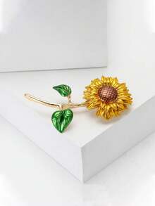 Sunflower Brooch, Elegant Rhinestone Lapel Pin Accessory - Multicolor - View 5