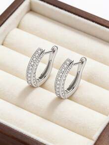 XUJIA 1Pair 925 Sterling Silver Moissanite Hoop Earrings For Women D Color VVS1 Micro Pave 1.2mm Moissanite Earrings Anniversary Jewelry Birthday Gifts - EMO-175 - View 7