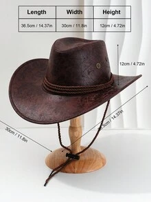 1 chiếc mũ cao bồi miền Tây cổ điển, kiểu dáng cũ kỹ, mũ da rộng vành che nắng unisex, thích hợp cho lễ hội âm nhạc, chụp ảnh, chống gió. - Nhiều màu - Xem 8